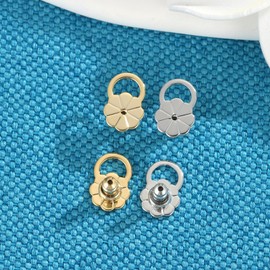 AKRUWELRY Earring Backs for Droopy Ears, 4PCS Flower Bullet Locking Earring Lifter Backs Replacements for Heavy Earrings Large Earring Backing for Studs Secure Earring Backers for Earlobe Mixed Color