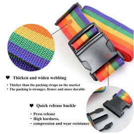 2 Pack Suitcase Belts, Adjustable Luggage Straps, Bright Colors Travel Packing Straps with Quick Release Buckle (Rainbow)