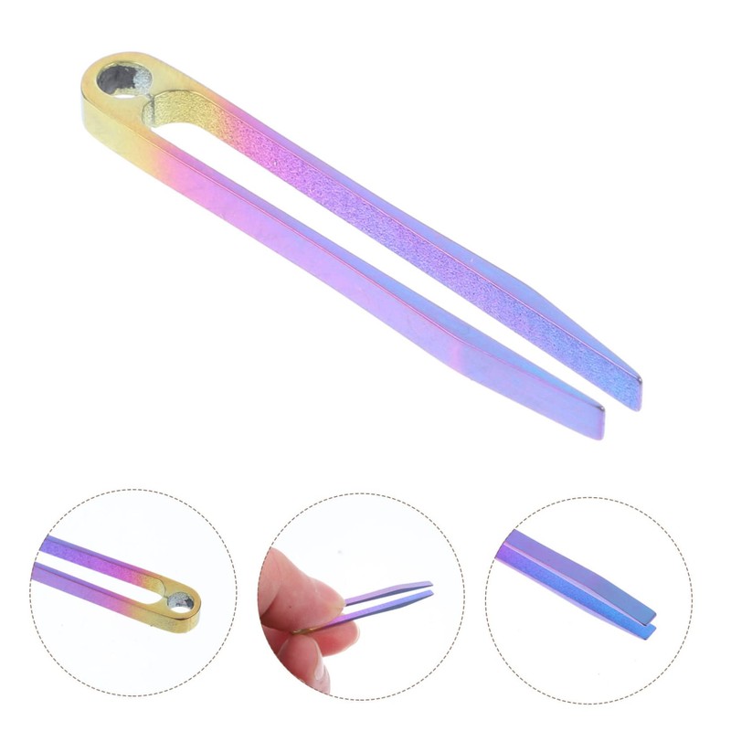 TOVINANNA Titanium Camping Tweezers Mini for Outdoor Keychain Tool Miniature