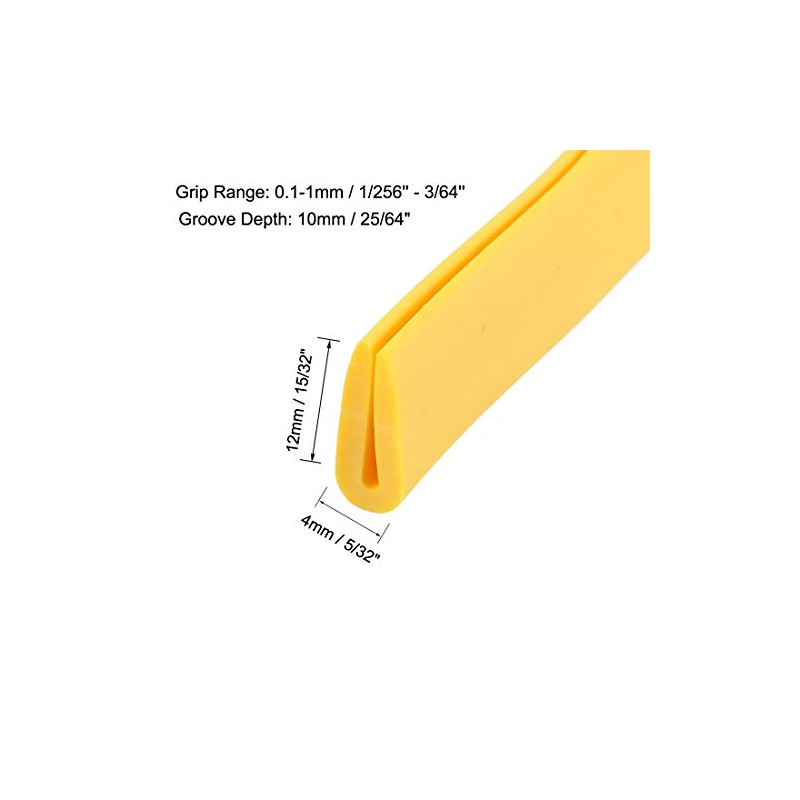 sourcing map Edge Trim U Seal Yellow Rubber Plastic U
