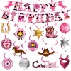 Cowgirl Birthday Party Decorations Girls - 29pcs Pink Western Theme