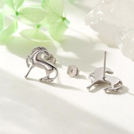 Sterling Silver Evil Eye Horse Dinosaur Lily Flower Stud Earrings Cute Animal Flower Earring Hypoallergenic Jewelry Gifts for Women Teen Girls, Sterling Silver, No Gemstone