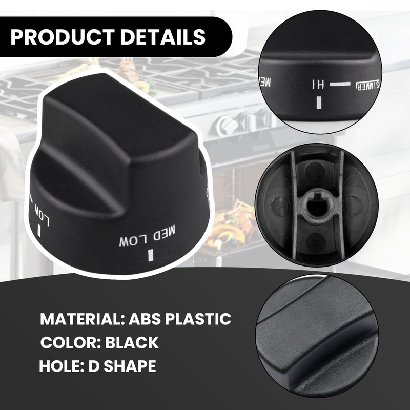 Suireh PA010034 Cooktop Burner Knob for Viking Gas Range,9mm/0.35 inch