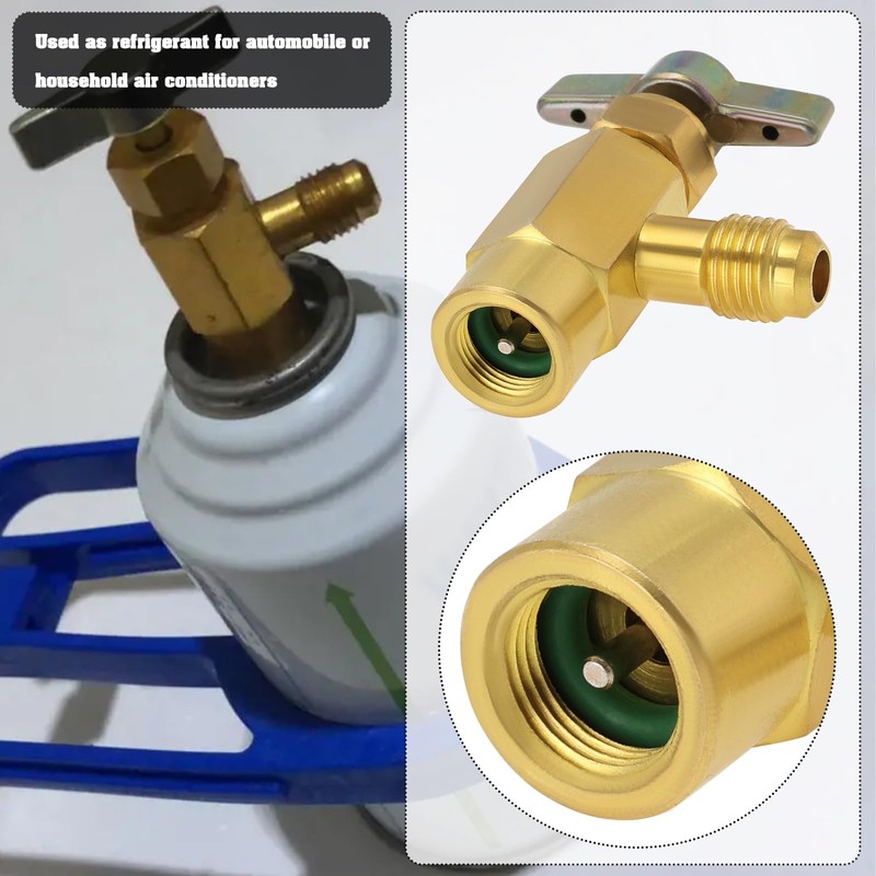 YINETTECH R600a Refrigerant Valve Bottle Opener Brass 7/16" Female Thread