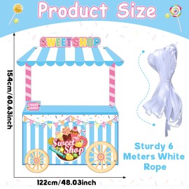 Sweet Shop Shaped Photo Prop Candy Theme Birthday Party Decor 60 x 48inch Fabric Sweet Photo Booth Frame Hanging Backdrop Banner Candy Shop Background Girl's Candy Party Favor Party Supplies