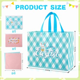 STYPOP 13" Easter Gift Bags with Tissue Paper,6 Pack Easter Bags with Handles for Kids - Perfect for Egg Hunts, Gifts & Treats (Pink, Blue)