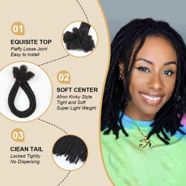 Sangtok 12 inch 40 Strands Loc Extensions Human Hair, Real 0.6cm Width Human Hair Dreads Extensions for Man/Women Full Handmade Dreadlocks Can be Dyed(Salt and Pepper)