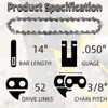 5 Pack 14 Inch Chainsaw Chain 52 Drive Links, .050"