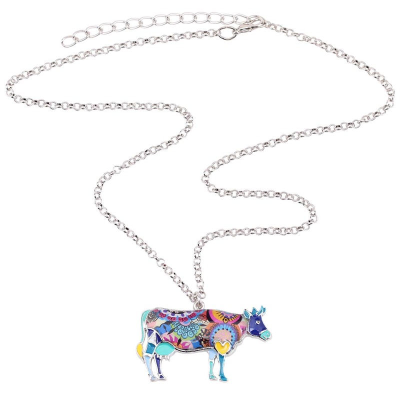 DUOWEI - Collar de metal con diseño de vaca lechera