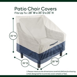 Vailge High Back Patio Chair Cover,100% Waterproof Veranda Chair Covers,600D Heavy Duty High-Back Chair Outdoor Patio Furniture Cover (Beige-Printed, 1 Pack)