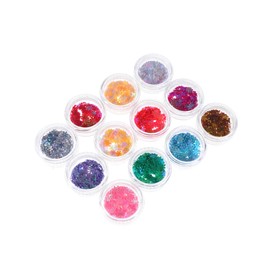 WOONEKY Christmas Decor 12pcs Nail Stickers Glitter Sequins for DIY Nails Manicure Sequins Easy Apply Makeup Tools