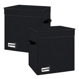 YNSZAS 2 Pack Comic Book Storage, Comic Book Short Box, 11.8" X 9.8" X 7.8", Holds 100-120 Collection Comic Book, Heavy Duty Comic Collection Gift Bin Container Holder Shelf (Black)