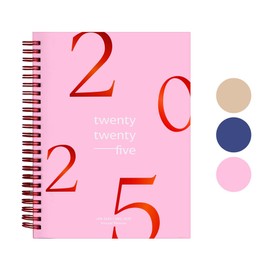 Rileys & Co 2025 Floating Weekly Planner - Annual Weekly & Monthly Agenda Planner, Jan - Dec 2025, Flexible Cover, Notes Pages, Twin-Wire Binding (15.2 x 20.3 cm, Pink)