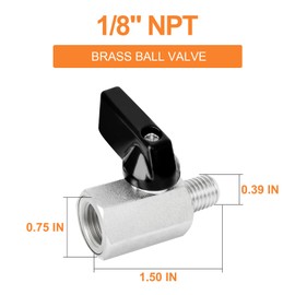 GASHER 1PC 1/8 Inch Mini Brass Ball Valve Shut Off Switch, 1/8 Inch Male x Female NPT Thread Pipe Fitting