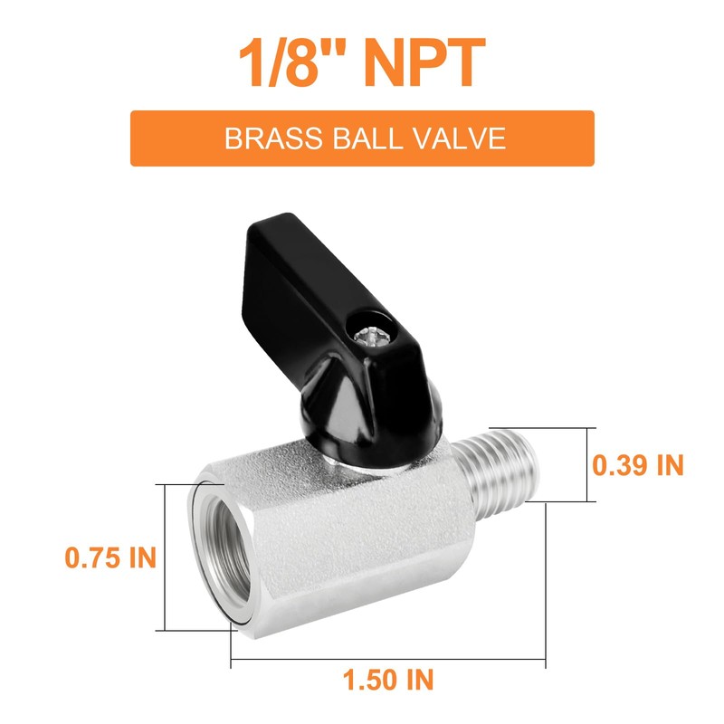 GASHER 1PC 1/8 Inch Mini Brass Ball Valve Shut Off