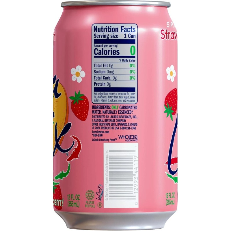 LaCroix Sparkling Water, Strawberry Peach, 12 Fl Oz (pack of