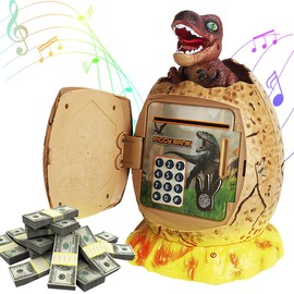 Dhqkqg Dinosaur Money Box Children, Dinosaur Piggy Bank, Dinosaur Piggy Bank Children, Dinosaur Egg Children Safe Electronic ATM Bank, Money Boxes for Children, Boys, Adults, Birthday Gift