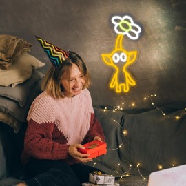 Pikmi Neon Sign for Gaming Room Decor Pikmi Light Pikmi Neon Light Pikmi Merch for Gaming Room Wall Decor Gamer Birthday Gifts Dimmable USB Powered Yellow 9.4"*16.1"
