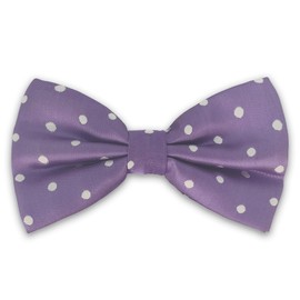AUSUAYA Men's Polka Dots Bow Tie, Teen Boy's Formal Tuxedo Bowtie For Casual Graduation or Father Wedding Party BT-BD1, Lavender with white polka dots, One Size