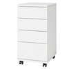 BOTLOG 4-Drawer Chest, Wood Storage Cabinet with Wheels, Rolling Pedestal