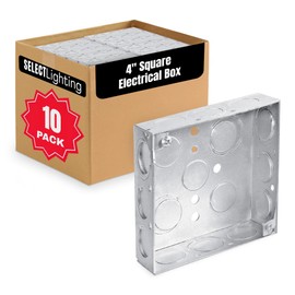 Select 10 Pack 4-Inch Square Electrical Box, Welded with 1/2 & 3/4-Inch KO, 1-1/2-Inch Deep Junction Box Metal, Galvanized Steel, UL, Receptacle Outlet Box