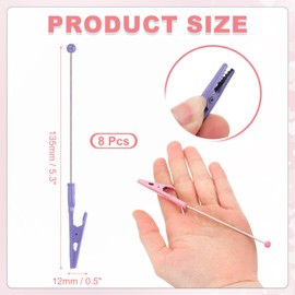 PATIKIL Long-Tailed Alligator Clamp, 8 Pcs 5.3 inch/135mm Metal Wire Alligator Clamp Beadable Alligator Photo Clips for Picture Note Menu Memo DIY Decor Crafts, Purple