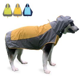 Dog Raincoat,Dog Waterproof Jacket,Reflective Dog Jacket with Hoodie,Lightweight Dog Poncho Slicker,Dog Rain Coat for Medium Large Dogs (Yellow, Large)
