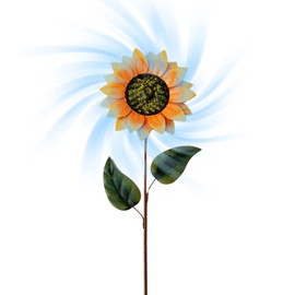 Sunflower Windmill, Metal Decorative Sunflower, Garden Stake Ornaments Sculptures, Garden Stake Wind Chime Wind Garden Spinner for Children, Garden Windmill, for Lawn, Garden, Yard, Outdoor Decoration