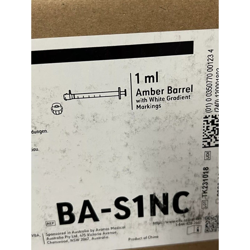 NeoMed 1mL 1cc Oral/Enternal Dose Syringe Dispenser Clear 25/PK BA-S1NC