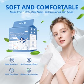 MOKASO 130 Count Disposable Face Towel, Clean Facial Wash Cloth Ultra Soft & Thick Cloth for Sensitive and All Skin Types for Skin Care Make-up Wipes Face Wipes and Facial Cleansing (6 packs)