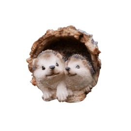 ProdBuy Home Cute Hedgehogs In Log Resin Garden Ornament