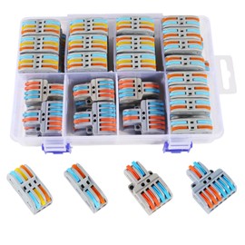 Dealikee 65pcs Compact Wire Conductor Connector, Connection Clamp for 0.08~4 mm² Wire, Compact Plug-In Terminals, Wire Push Cable Connectors, Quick Wiring Electrical Connectors