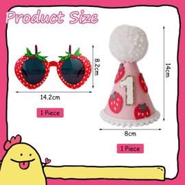 FFDHWU 1 Piece Of Strawberry Birthday Hat For 1 Year Old, 1 Piece Of Strawberry Glasses, Props For Children'S Photography, Cute And Interesting Decorations, Birthday Party Decorations