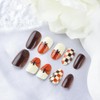 24Pcs Fall Thanksgiving Day Press on Nails Short Oval Shape