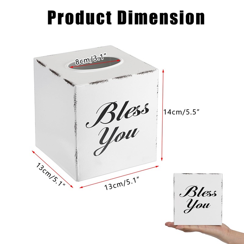 Sumnacon Tissue Box Cover Square, Bless You Tissue Holders, Decorative