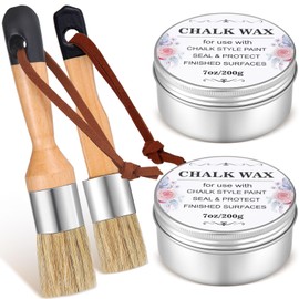 2 Pcs Furniture Finishing Wax Clear Finishing Wax with 2 Brush Set 7 oz Sealing Wood Wax for Furniture Protective Chalk Paint Sealing Wax for Painting Waxing Interior Furniture