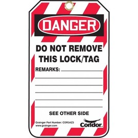 Condor Lockout Tag, 5-3/4" H, 3/8" Hole, PK25, 25 Each