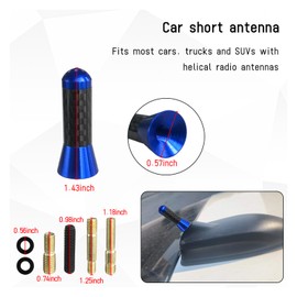Sylvil Car Short Antenna, 1.37" Stubby Aluminum Radio Antenna Replacement, Carbon Fiber Antenna Kit with Screws, AM/FM Roof Mount Car Radio Reception Antenna Mast for Most Cars SUVs (Blue)