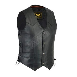 A&H Apparel Mens Motorcycle Genuine Cowhide Leather Biker Concealed Carry Durable Vest (Large)