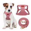 CHEDE No Pull Puppy Harness and Multifunction Dog Leash Set- 8 Colors Soft Adjustable No Choke Escape Proof Cute,Lightweight Pet Vest Harness for Small and Medium Dog (M, Antique Pink)