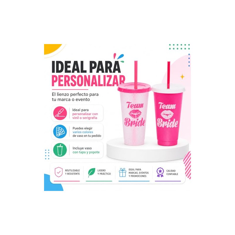 Vasos de Plastico Reusable Set de 10, 20, Y 50