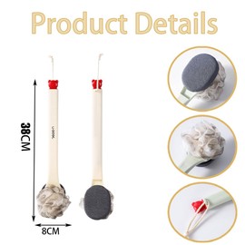 Long Handle Double Sided Shower Body Brush,Back Scrubber Bath Mesh Sponge with Curved Long Handle for Skin Exfoliating Bath,with Shower Foot Scrubber Brush,1 Piece.