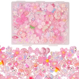 Damyda 70 Pcs Resin Charms Slime pink Charms Cute Embellishments Bulk Mixed Ornament Decorations Accessories