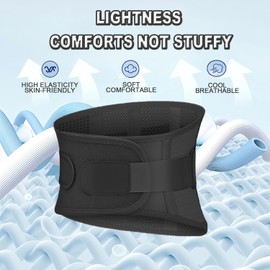 ANAMPION Back Support Belt with 5 Metal Supports, Soft Breathable Back Support with Removable Lumbar Pad, Comfortable Back Support Belt for Men and Women (Black, XXXL)