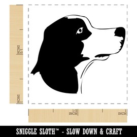 Beagle Face Profile Sketch Self-Inking Rubber Stamp Ink Stamper - 1 Inch Small - Lime Green Ink
