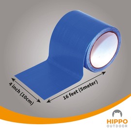HIPPO OUTDOOR Tarpaulin Repair Tape - Heavy duty Repairs duck tape, blue duct tape, uv protected and waterproof, Protect Against Chafe wear and Tear 16 ft tape roll (1250)