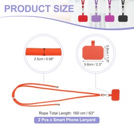PATIKIL Smart Phone Lanyards, 2 Pack Universal Cell Phone Lanyards Adjustable Phone Strap Crossbody Lanyard Patch with Neck Strap Fits Most Smartphones, Orange
