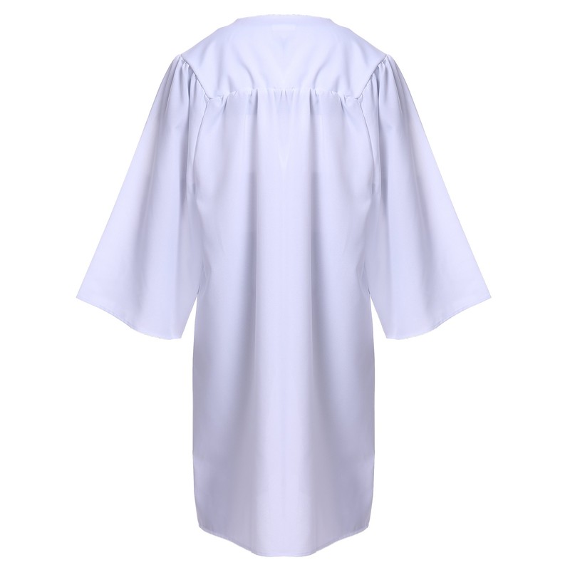 Newrara Graduation Gown Cap Tassel Set (XX-Small 39(4'6"-4'8"), White)
