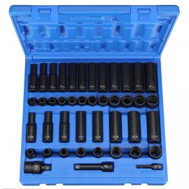 Grey Pneumatic 3/8" Drive 12 Point Standard and Deep Master Impact Socket Set