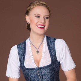 Alpenflüstern DHK184 Pearl Costume Necklace Traditional Heart Nostalgic Women's Costume Jewellery with Rhinestone Heart Bicolour Colours, Filigree Dirndl Necklace in Traditional Colours, 35% metal